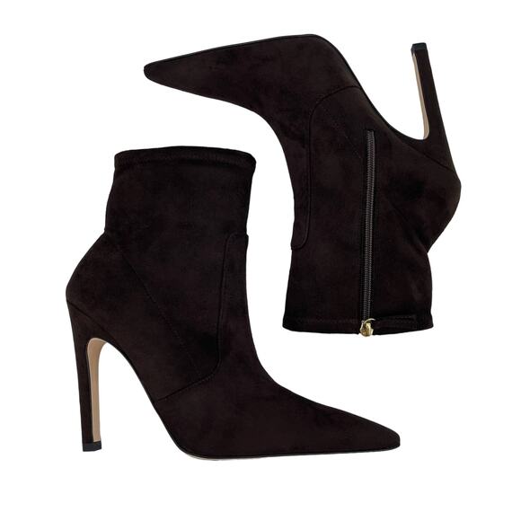 Good American Icon Bootie Suede Chocolate Brown Size 8 GA007K-E - Picture 6 of 7